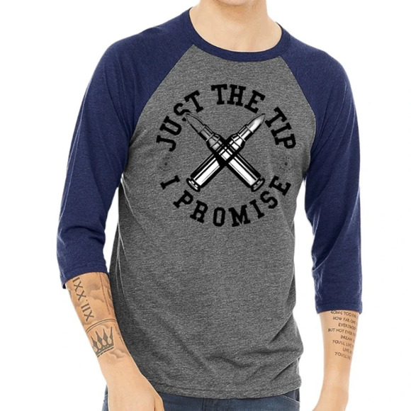 New Bella Canvas 3200 Just the Tip Army 3/4 Sleeve Baseball Style Shirt S-2XL - Picture 1 of 6
